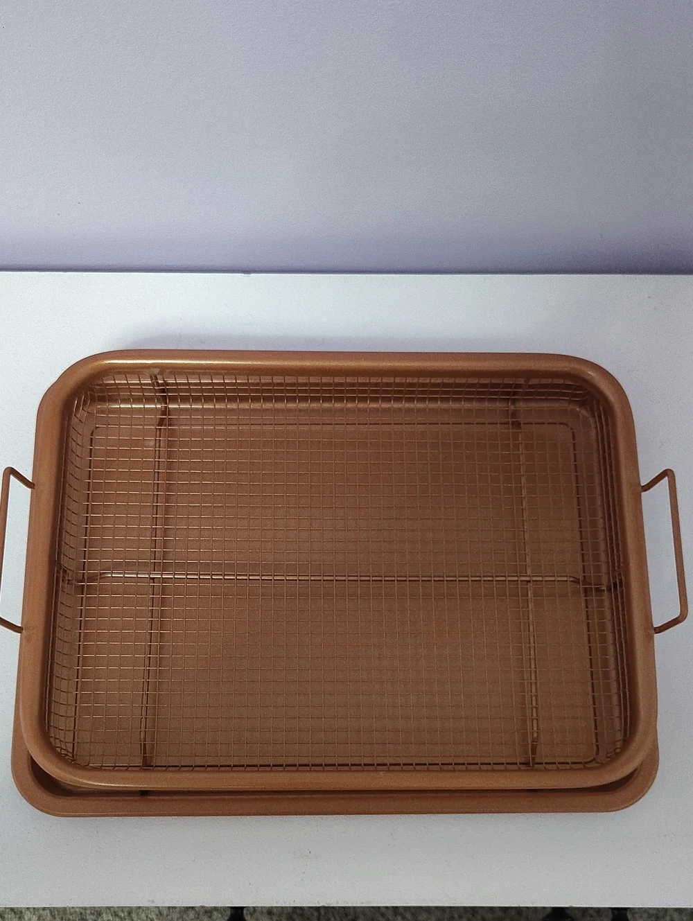 Copper Air Fryer Crisping Basket & Tray Set